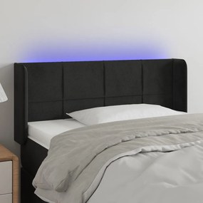 3123280 vidaXL Tăblie de pat cu LED, negru, 103x16x78/88 cm, catifea