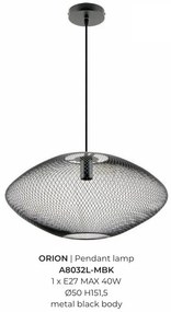 Lustra suspendata metalica design decorativ ORION negru 50cm