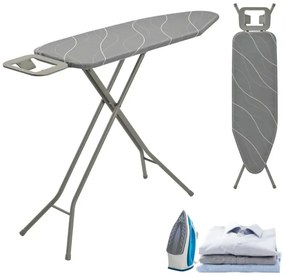 Masă de călcat Kinghoff KH 1939, 114x35.5 cm, 7 poziții de reglare, Suport pentru fier de călcat, Gri
