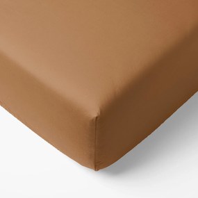 Goldea cearceaf de pat 100% bumbac cu elastic - maro scorțișoară 120 x 200 cm