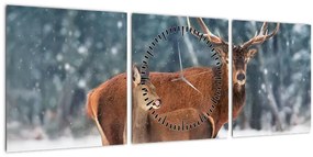 Tablou - Ceb și căprioare (cu ceas) (90x30 cm)