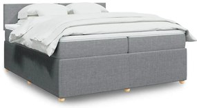 vidaXL Pat box spring cu saltea, gri deschis, 200x200 cm, textil