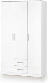 Dulap LIMA S-3, alb, PAL laminat, cu 3 usi si 2 sertare, 120x52x205 cm