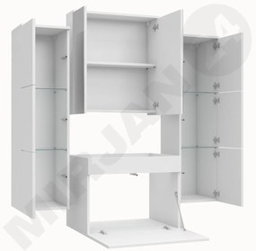 Mobilier baie Mendana (Alb + lucios Alb) (cu iluminat LED). 1103981