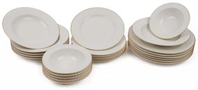 Serviciu de masa, Portelan, 24 de Piese, Culoare Alb / Auriu, 710KTP2490