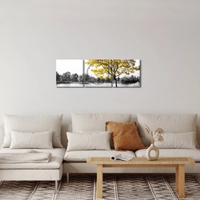 Tablou - relaxare în parc (cu ceas) (90x30 cm)