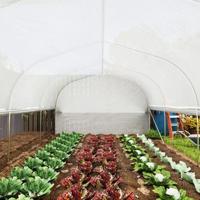 Outsunny Sera 6x3x2 m, accesibilă, 8 ferestre, ușă, plasă contra insectelor, cadru metalic, Alb | Aosom Romania