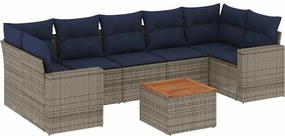 vidaXL Set canapele de grădină cu perne, 8 piese, gri, poliratan