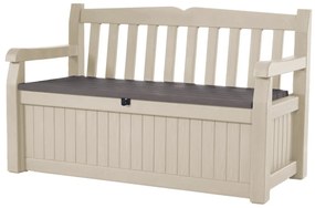 Ladă de depozitare pentru grădină cu bancă Keter Eden bej, 265 l, 140 x 60 x 84 cm