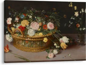 Tablou - Jan Brueghel the Elder, Flowers in a Basket and a Vase, reproducere (70x50 cm)