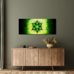 Tablou - Mandala de flori, fundal verde (120x50 cm)