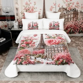 Cuvertură bumbac, 5 piese, pat 2 persoane, 230x250 cm, CB059, model Paris