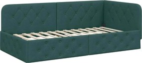 vidaXL Cadru de pat colțar Verde închis 90 x 190 cm țesătură
