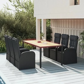 3157603 vidaXL Set mobilier de grădină cu perne, 7 piese, negru, poliratan