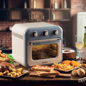 Friteuza cuptor cu aer cald Ariete VINTAGE 4632/05, 1400W, 16 L, Pana la 230°C, Timer, Cos rotativ, Alb/Albastru