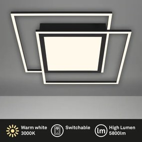 Plafonieră LED Brilo, 2xLED/16W/230V + LED/19W, 51,5x51,5 cm, negru