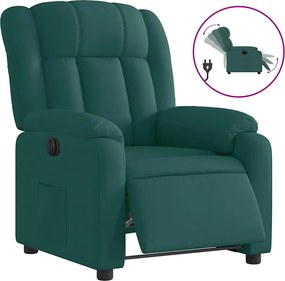 vidaXL Fotoliu rabatabil electric, verde închis, material textil