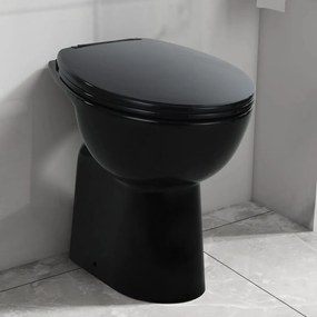 vidaXL Toaletă fără bord 7 cm înălțime suplimentară închidere ușoară ceramică neagră