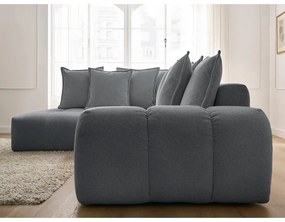 Colțar gri închis extensibil/cu spațiu de depozitare cu tapițerie din chenille (cu colț pe partea stângă/în formă de ”L”) Everest – Bobochic Paris