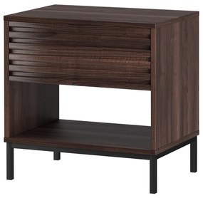 Noptieră maro închis cu blat cu aspect de lemn de nuc Celine – Støraa