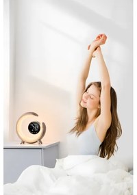 Immax 08981L - Lampă de birou LED RGBW dimabilă cu ceas PEACOCK LED/20W/5V USB