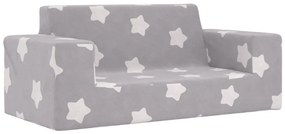 341815 vidaXL Canapea pentru copii 2 locuri, gri deschis cu stele, pluș moale