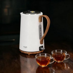 Fierbător electric Adler AD 1352, 2200W, 1,7 l, STRIX, bază rotativă, oprire automată, alb