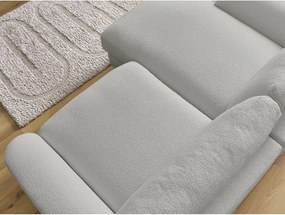 Colțar gri deschis cu tapițerie din țesătură bouclé (cu colț pe partea stângă/cu șezlong) Leonore – Bobochic Paris