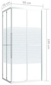 Cabina de dus, 90x70x180 cm, ESG argintiu si alb, 90 x 70 x 180 cm, Transparent