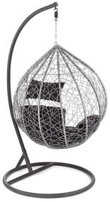 Fotoliu suspendat Eggy ratan gri/negru - H195 cm