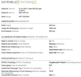Lustra, Pendul realizat manual ARTDESIGN 30cm, crom satinat/ alb opac