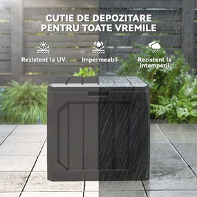 Outsunny Ladă de Grădină 121L din Plastic, Cutie de Depozitare pentru Exterior cu Mânere, Impermeabilă și cu Încuiere, 56x45x53 cm, Negru | Aosom Romania