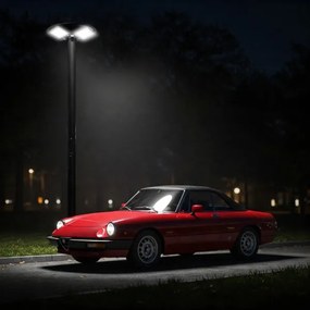 Lampă LED stradală solară cu senzor LED/15W/6V 6500K IP65 negru + telecomandă