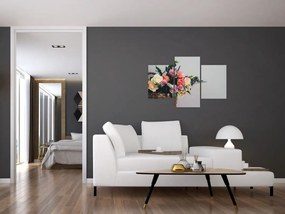 Tablou cu coș și flori (90x60 cm)