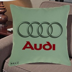 Perna Personalizata cu emblema Audi, 40x40 cm, Verde, Husa Detasabila, Perna Inclusa, BEKZ®