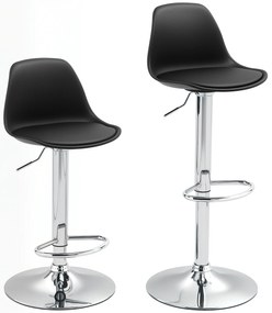 Homcom Set 2 Scaune Bar – Reglabile, Cu Spatar si Pivotante | Aosom Romania