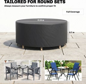 Outsunny Husă protecție pentru mobilier de grădină, rezistentă la iarnă, impermeabilă, anti-UV, prelată 420D țesătură Oxford Ø214x70Hcm Negru | Aosom Romania