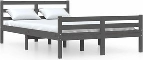 vidaXL Cadru de pat, gri, 140x200 cm, lemn masiv de pin
