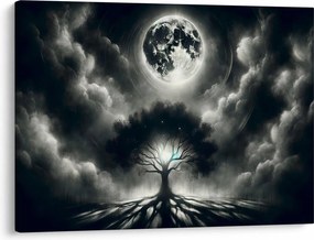 Tablou – Arbore alb-negru în lună plină (70x50 cm)