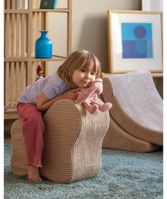 Puf de copii maro deschis cu tapițerie din catifea reiată Cloud – Wigiwama