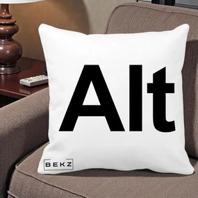 Perna Personalizata Tasta Alt Tipografie Bold, 40x40 cm, Alba Mata, Husa Detasabila, Perna Inclusa, BEKZ®