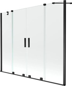 Mexen Velar Duo paravan de cadă cu două aripi, glisant, 200 x 150 cm, transparent, negru - 896-200-000-02-70