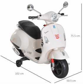 HOMCOM Motocicletă Electrică pentru Copii, 6V cu Muzică, Lumini și Sunete, 102x50,5x75,5 cm, Alb | Aosom Romania