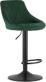 Scaun de bar verde KAST VELVET cu picior negru