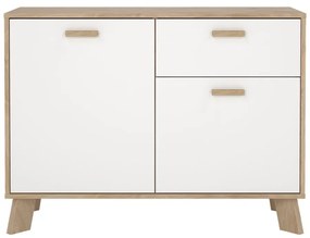 Comodă albă-în culoare naturală cu aspect de lemn de stejar 99x73x39 cm Ikast – Tvilum
