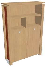 Dulap înalt pentru haine Verno+ S 140 x 46 x 210 cm, cu rafturi, stejar deschis / portocaliu