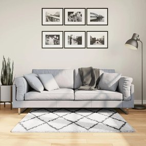 vidaXL Covor pufos &quot;PAMPLONA&quot; fire înalte negru/crem modern 120x170 cm