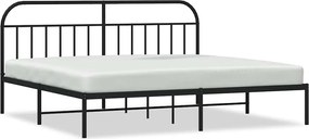 vidaXL Cadru de pat metalic cu tăblie, negru, 200x200 cm