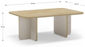 Măsuță de cafea crem/în culoare naturală cu blat cu aspect de lemn de stejar 56x100 cm Hillary – Marckeric