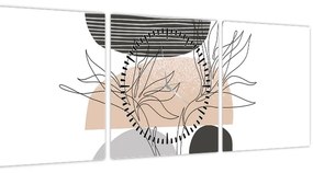 Tablou - Linie de artă flori N⁰2 (cu ceas) (90x30 cm)